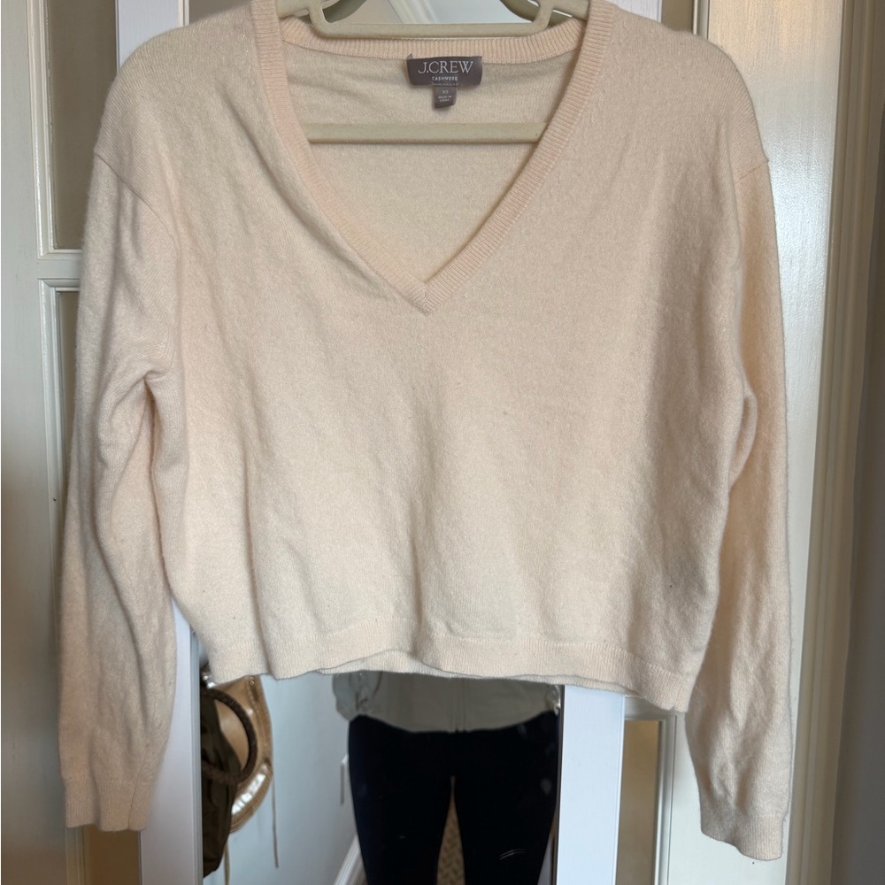 J. Crew Soft Cream Knit V Neck Sweater